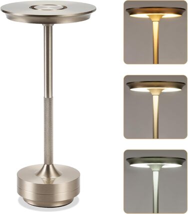 Настільна лампа бездротова LED з сенсорним керуванням, диммуванням та USB зарядкою, нікель, 2 шт. для вітальні, спальні, дитячої кімнати