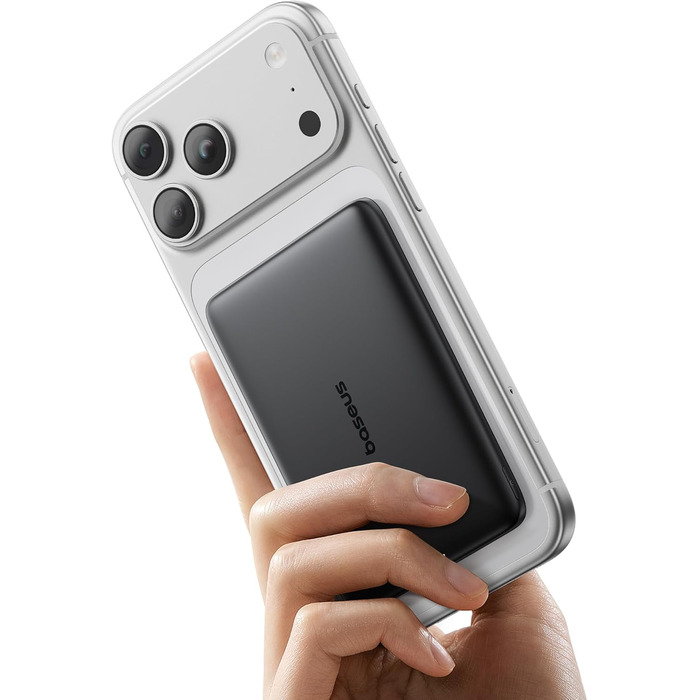 Power Bank Baseus Picogo AM41: Тонкий Magsafe Powerbank, PD 20W, 5000mAh, USB-C, для iPhone 17/16/15/14/13/12 (Чорний)