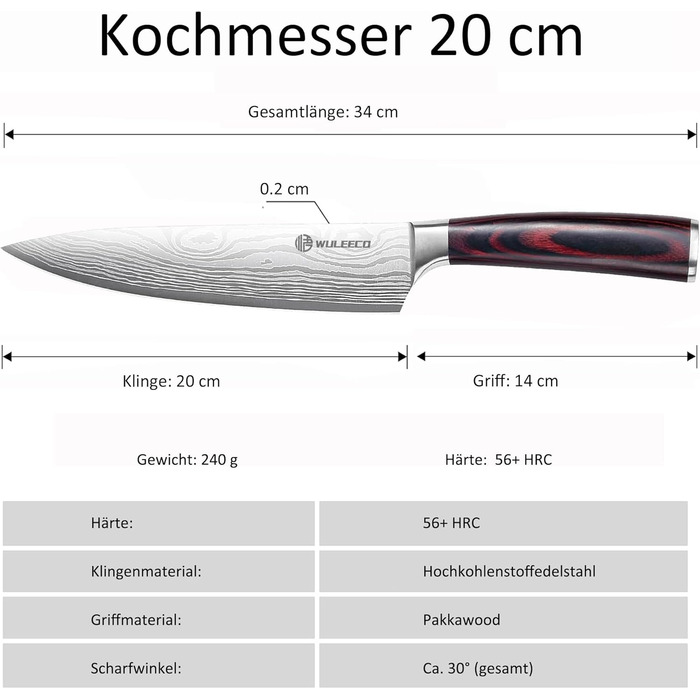Японський ніж Nakiri 18 см, професійний кухонний ніж для м'яса та овочів, нержавіюча сталь, ручка Pakkaholz