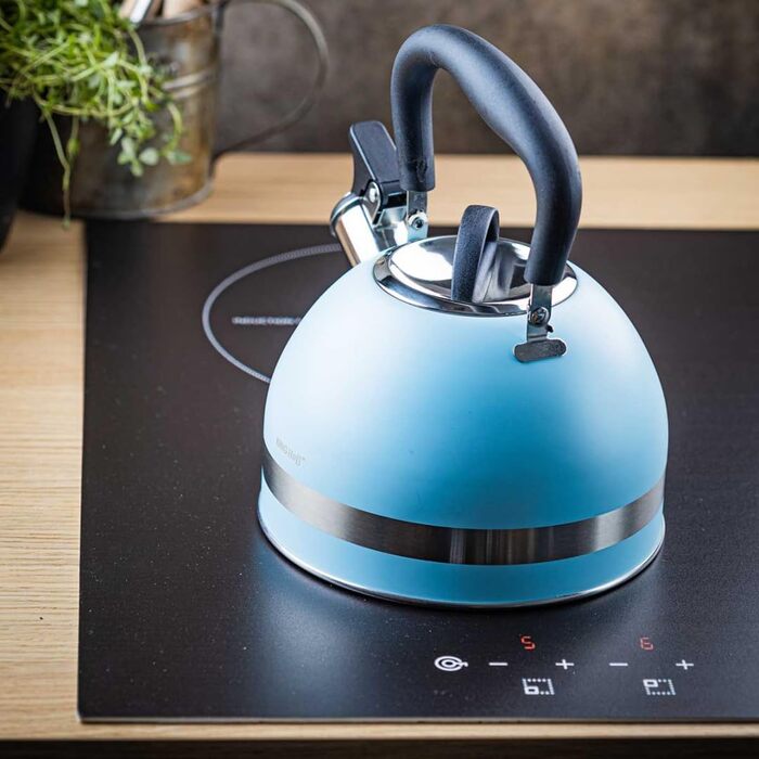 Чайник Kinghoff 1.8L з нержавіючої сталі, Induktion, з свистком, матовий синій, KH-1857