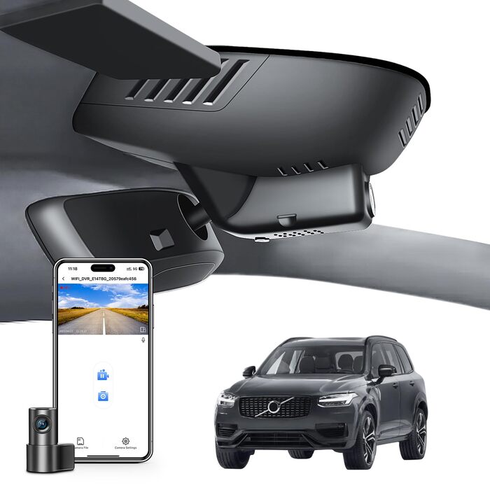 Відеореєстратор 4K для Volvo XC90 (2023-2026) Model B: Перед 4K, Зад 1080P, WiFi, Карта 64GB