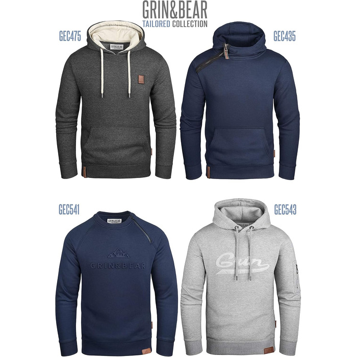 Чоловічий худі-світшот Grin&Bear Pullover GEC494, сірий меланж, розмір L