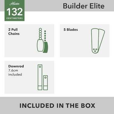 Вентилятор стельовий Hunter Builder Elite 132 см, бронза, з вимикачем, 5 лопатей, модель 50567