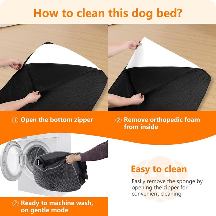 Ортопедичний лежак для собак, двоярусний килимок для собак, зручний лежак для собак, знімний кошик для собак, 90 см для собак маленьких та середніх порід, темно-сірий, розмір L 89 x 59 x 10 см