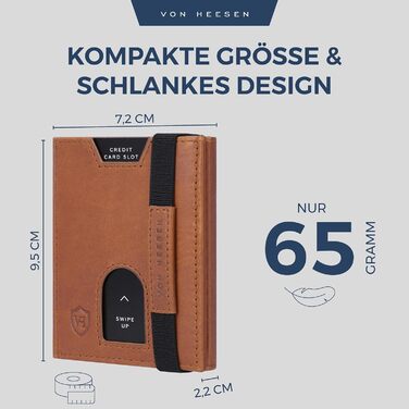 Картхолдер Von Heesen з монетником RFID захистом, шкіряний гаманець для жінок та чоловіків (чорний, waxy)