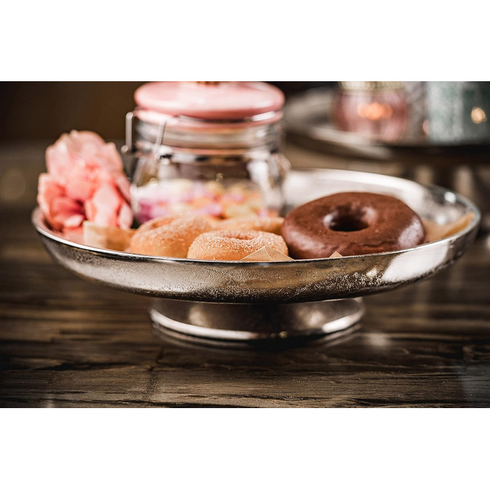 Decorative Bowl Serving Plate Aluminum Silver Decor Decoration Luxury - Modern Metal Decorative Bowl - Table Decoration Wedding - Christmas Decoration for Living Room, Dining Room or Kitchen - XL 29.5 cm