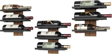 Настінна полиця для вина FAVOOOSTY з 3 рівнями, металева, для 9 пляшок, чорна (3 шт.)