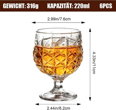 Набір з 6 витончених келихів для вина 200 мл, рельєфні келихи, ідеальні для червоного та білого вина, для свят та вечірок