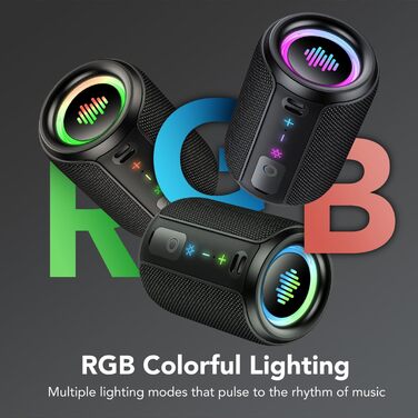 Bluetooth колонка 15W, портативна, водонепроникна IPX7, 12 год автономії, TWS, для спорту, вечірок, подорожей - Dark