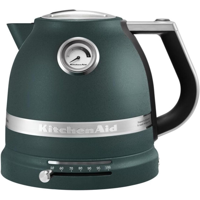 KitchenAid Kettle with Temperature Setting from 50 to 100°C | Tea Kettle with Temperature Display and Scale Filter 1.5L | Electric 2400 Watt | Stainless Steel | Pebbled Palm Green 1.5 Liter Pebbled Palm