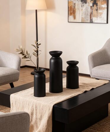 Керамічні вази 3 шт., Сучасний мінімалізм, Декор для дому, Вази для пампасной трави, Вітальня (12 Чорний)