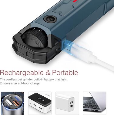 Електричний точилка для кігтів собак LOFICOPER з 6 швидкостями, 2 LED-ліхтариками, 3 портами, тихий для собак маленьких, середніх та великих порід