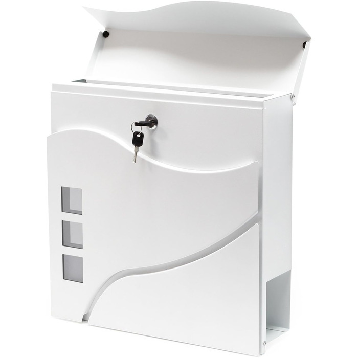 Поштовий ящик Wiltec Designer V24 антрацит/нержавіюча сталь 370x105x370 мм з замком, оглядовим вікном та тримачем для газет, сталевий порошкове покриття