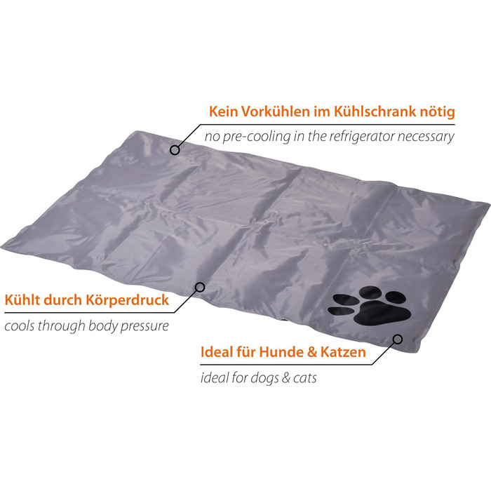 Kühlmatte für Hunde von dobar® - selbstkühlende Liegematte für Hunde und Katzen - 99,5 x 70 cm - Grau
