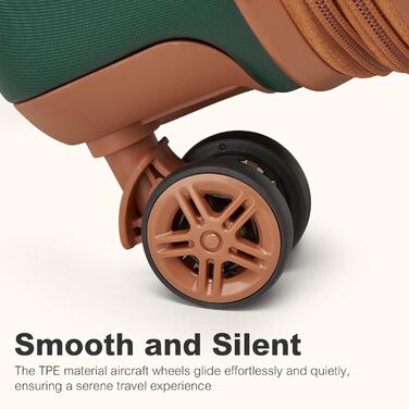 Чемодан-валіза KONO Trolley XL з ABS+PC, 4 колеса, TSA-замок (кремовий/коричневий) та M(55см) темно-зелений/коричневий