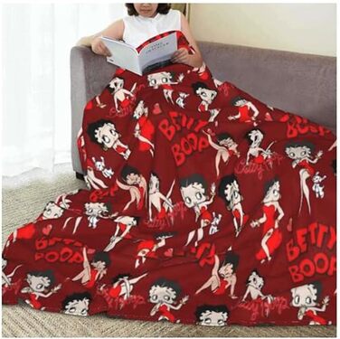 Плед HYN Betty Boop з фланелі для софи, м'який, червоний, 127x101 см, подарунок для мами