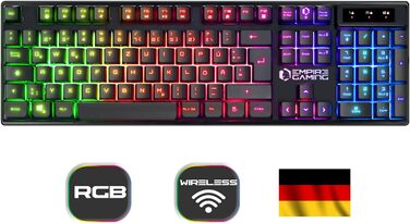Бездротовий ігровий комплект клавіатури та миші EMPIRE GAMING Armor RF800 - RGB підсвітка, 4800 DPI, QWERTZ (DE), сумісний з PC, PS4, PS5, Xbox, Mac (білий)
