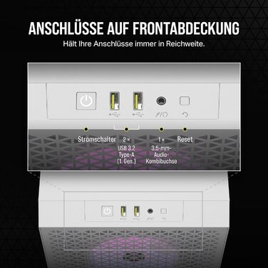 Корпус ПК CORSAIR 3000D RGB Airflow: підтримка 8 вентиляторів 120мм, 2x SP120 Elite, для відеокарт з 4 слотами