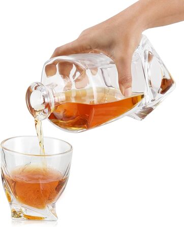 Belle Vous 800 ml Glass Whiskey Decanter & Whiskey Glasses Set - Whiskey Decanter with Glass Stopper - Whiskey Gifts for Men, Ideal as Wine, Brandy, Bourbon & Whiskey Accessories