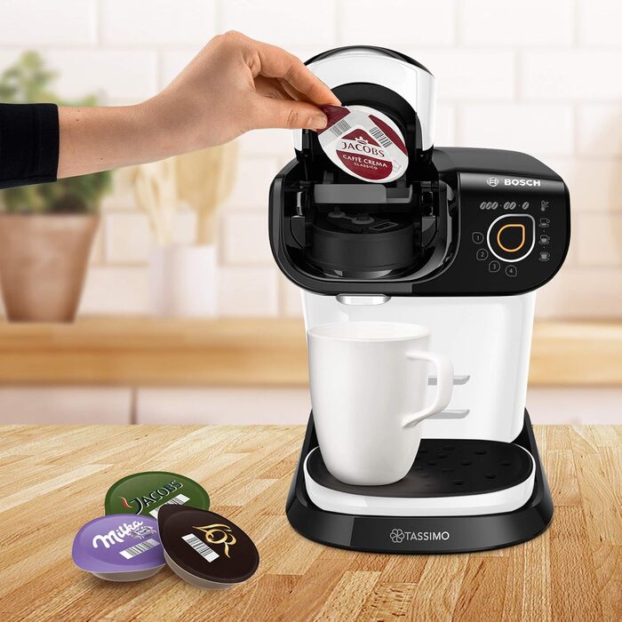 Кавомашина Tassimo My Way 2 TAS6502 з фільтром для води, 70+ напоїв, персоналізація, 1500 Вт (біла)