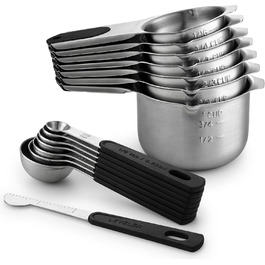 Набір магнітних мірних склянок та ложок Spring Chef (15 шт.), нержавіюча сталь, BPA-free, для випічки та приготування їжі