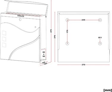 Поштовий ящик Wiltec Designer V24 антрацит/нержавіюча сталь 370x105x370 мм з замком, оглядовим вікном та тримачем для газет, сталевий порошкове покриття