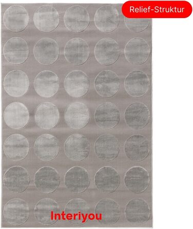 Килимок Interiyou для вітальні Cannes, 120x170 см, кремовий. Підходить для спальні, їдальні, дитячої кімнати. Килимок з коротким ворсом, скандинавський бохо-дизайн, ефект висоти-глибини, геометричний малюнок. Розмір 160 x 230 см, сірий колір (прямокутний)