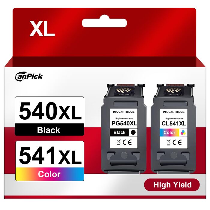 Комплект картриджів 540XL та 541XL для принтерів Canon Pixma (чорний та кольоровий), замінник PG-540 та CL-541 для TS5150, MG3600, MG3650, MG4200, MX475, TS5100, MG3150, MG3500, MX535