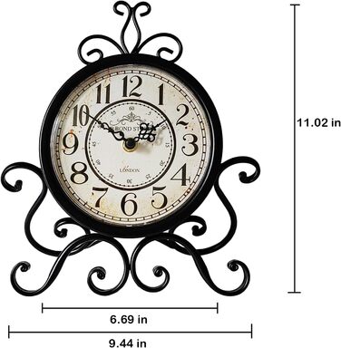 HZDHCLH Retro Silent Roman Table Clock for Living Room Bedroom Office Art Desk Clock (Pure Black)