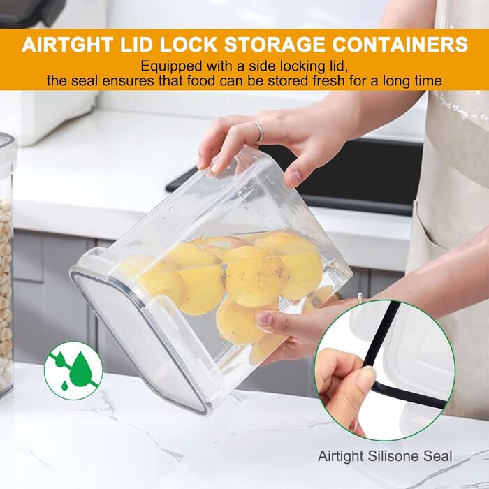 Набір контейнерів для зберігання STUSGO 42er, 8 шт. - прозорі пластикові контейнери для крупи, борошна та цукру