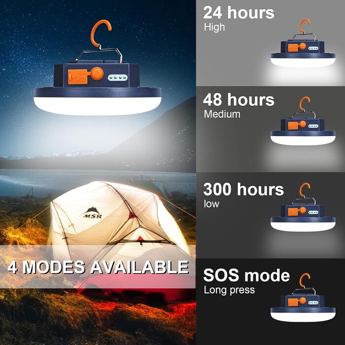 LED Camping Lamp 2000 Lumens Camping Lantern with 9900mAh Power Bank Rechargeable Tent Light, Searchlight Camp Light with Hook Emergency Light for Power Outages, Hiking, Camping, Emergency