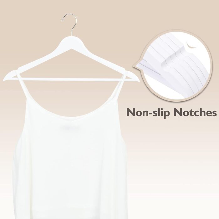 Edergoo Clothes Hangers Wood 20 Pack, Smooth Surface White with 360 Degree Rotation and Shoulder Notches, Strong & Thin Wood Clothes Hangers Suit for Adults, 43.5cm Long