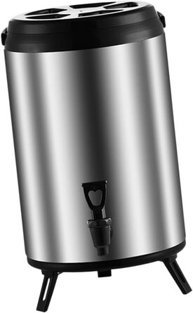F Fityle Hot/Cold Beverage Dispenser, Tea Barrel with Tap, Water-Insulated Drink Dispenser, Drink Container for Camping/Kindergarten, 6L Silver