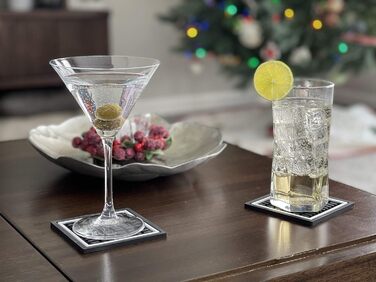 Highball & Chaser Coasters | 6-Piece Coaster Set | Square Absorbent Coasters for Drinks | Stylish Design Ideal for Home Decor or Bars
