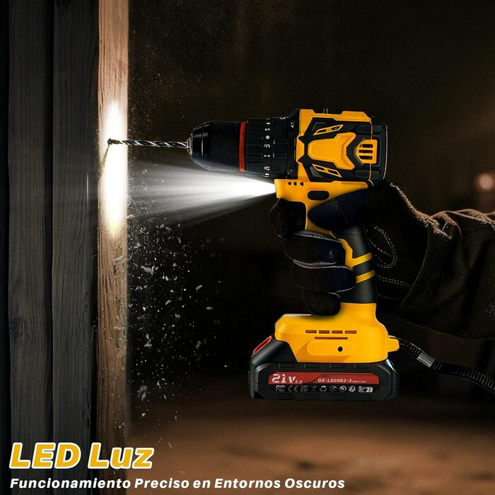 Акумуляторний шуруповерт 21V безщітковий, 2 акумулятори 2.0Ah, 70 Nm, 25+3 ступені крутного моменту, 2 швидкості, LED-ліхтик, патрон 10 мм, для ремонту та DIY