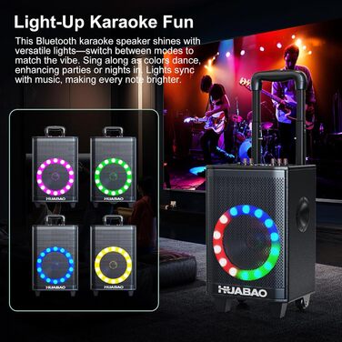 Bluetooth-портативна акустика для караоке з 2 мікрофонами, 11 динаміків, акумулятором 8800mAh, ручкою-тележкою та підсвічуванням. FM/AUX/USB/TF, регулювання басів та високих частот (A113)