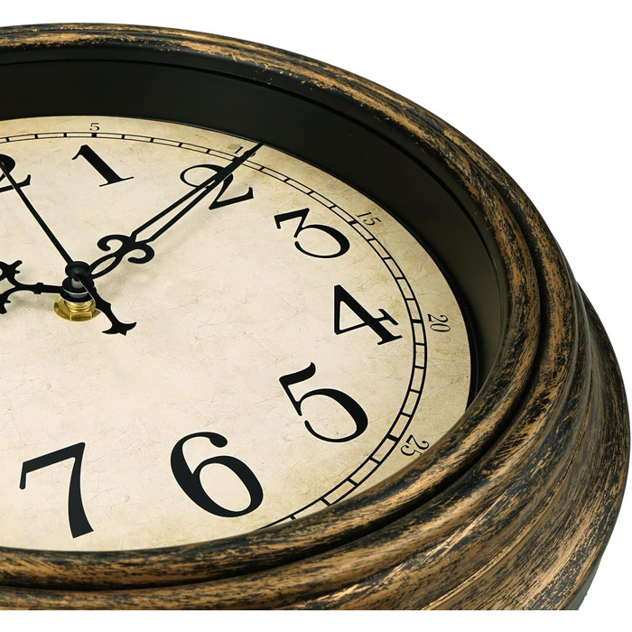 Plumeet Extra Large Wall Clock Classic 40.6cm, Quiet Retro Wall Clock without Ticking Sounds for Living Room - Bedroom - Battery Powered (Arabic Numerals)