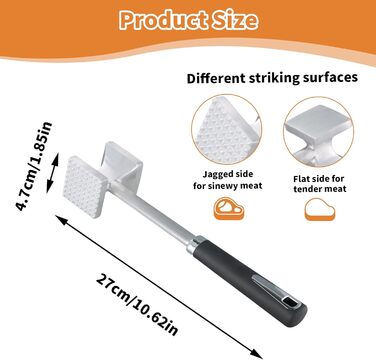 Ніж-толочок Fleischhammer 27см з подвійним боком для м'яса, товчених шніцелів, стейків, курки та свинини. Миється в посудомийній машині.