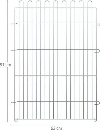 PawHut Вольєр для цуценят/собак, 8 панелей, 63B x 91H см, срібний, для собак, котів, цуценят, вольєр для собак на вулицю