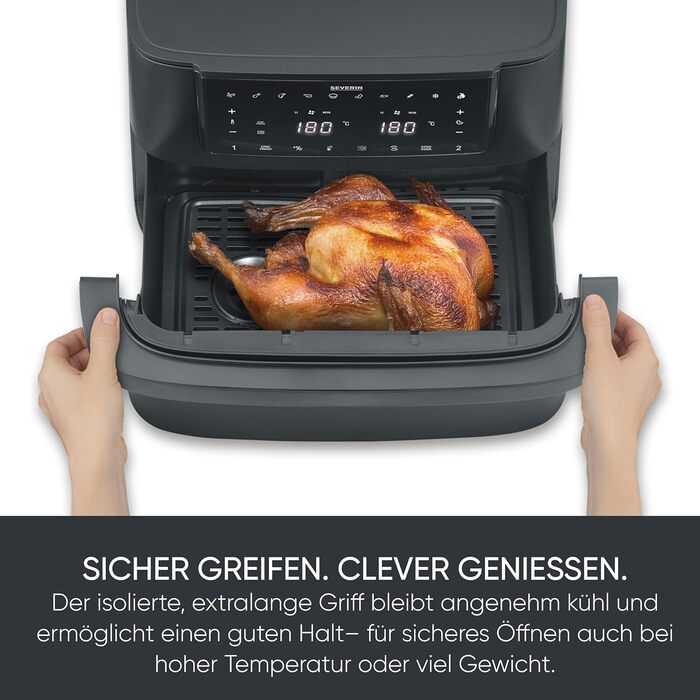 Фритюрниця Severin Max Zone Flex 9L з двома зонами приготування, чорна, з функцією сушки, 2600W