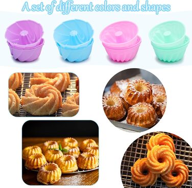 Tongude 45-Piece Silicone Baking Mold Set, 6-Cup Silicone Baking Mold for Baking Bread, Muffin Tins, Non-Stick Kitchen Oven Baking Molds, with Measuring Cups and Spoon Set, gray