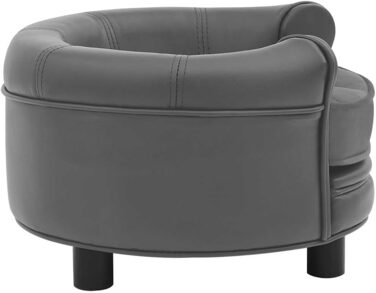 Диванчик для собак VidaXL, 48x48x32 см, плюш, штучна шкіра, сірий колір