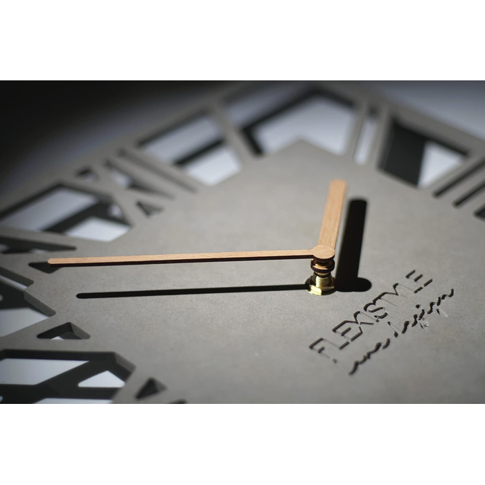 FLEXISTYLE Wall Clock No Ticking Sound Modern LOFT Piccolo Square 30cm Living Room Bathroom, z219n (Gray)