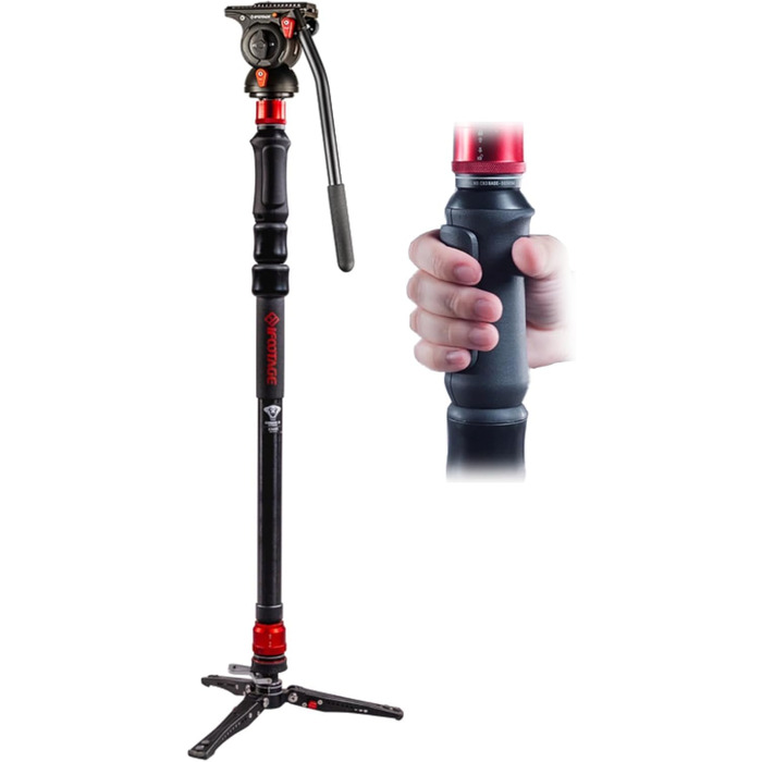 Штатив-монопод IFOOTAGE Cobra 3 C180F-P з підніжжям, 181 см, карбон, до 8 кг