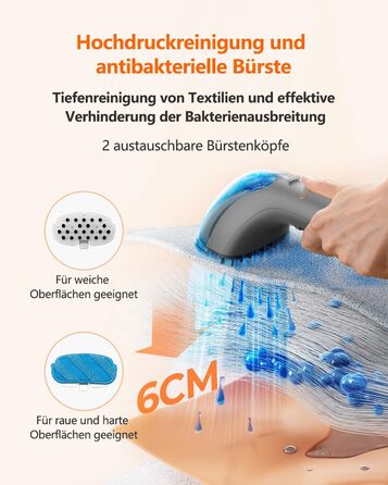 UWANT Теперішній пилосос для килимів, для диванів, килимів, м'яких меблів, мокрий/сухий пилосос з сильною потужністю всмоктування 12000Pa, 70dB (B200-сірий-з щіткою для прасування)