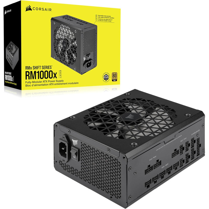 Блок живлення Corsair RM1000x Shift 1000W, ATX 3.1, PCIe 5.1, 80 Plus Gold, повністю модульний, чорний