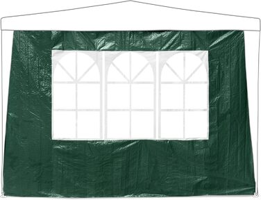 Relaxdays Pavilion Side Wall Set, 4-Piece, 3 Walls, Window, Side Panel with Zipper, Plastic, WxH 2x3 m, Green