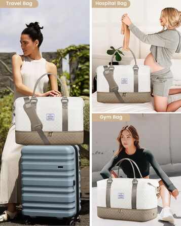 Спортивна сумка LOVEVOOK для жінок, велика ручна поклажа, 2 шт. (Бежевий, Хакі)