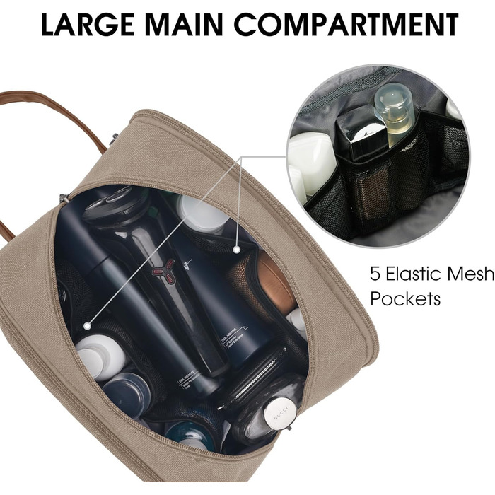 Чоловіча дорожня косметичка WANDF з канвасу, водонепроникна, зелена та світло-хакі