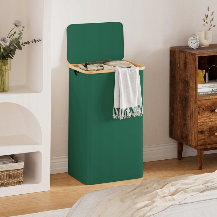 Кошик для білизни YOUDENOVA з кришкою, 85 л, зелений бамбук